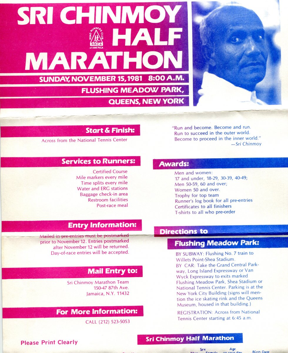 Sri Chinmoy Half Marathon: November 15
